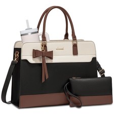 Laptop Tote Bag for Women,Leather Work Bag, Waterproof Business...  picture