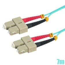 7M SC UPC to SC UPC OM4 Multi Mode 50/125 Duplex Fiber Optic Patch Cable Aqua picture