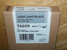 01-2024 GENUINE EPSON T6039 LIGHT LIGHT BLACK 220ml INK STYLUS PRO 7880 9880 picture