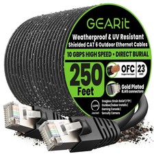 GEARit Cat 6 Ethernet Cable 250 Ft, Outdoor 250 Feet - Standard Cable, Black picture
