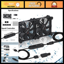 Dual 120mm USB Cooling Fan - 10-Speed, Waterproof for Router, Xbox, PC Gaming picture