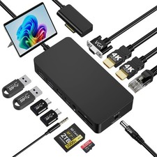 Quanlex Dual HDMI+VGA Dock Works Devices - 12-in-1 Triple Display Docking Sta... picture