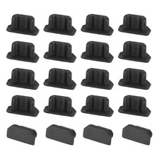 20pcs Silicone Micro USB Cap Port Cover Anti Dust Protector 6.5mmx2.3mm Black picture