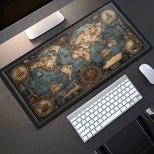 1pc Extended Gaming Mouse Pad and PC Desk Keyboard Mat - Vintage Style World M picture