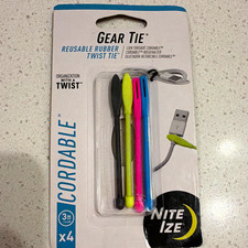 Nite Ize Gear Tie Cordable Reusable Adjustable Rubber Twist Tie 3in 4-Pack picture