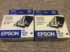 Set Of -2- Genuine OEM Epson 26 Black Ink Cartridges -T026201 New Sealed Expired picture