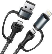 4 in 1 Charging Cable, USB C Lightning Adapter C to C 60W 3FT, Black picture