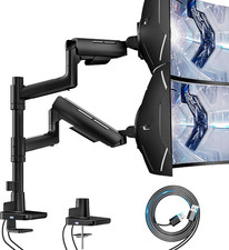 Dual Monitor Mount with USB for 17-49 Inch Screen, Black | Ultrawide Heavy Duty picture