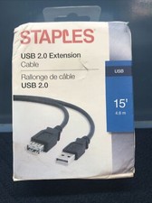 Staples USB 2.0 Extension Cable, 15 Foot, NEW Sealed Package** picture