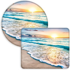 Small Mouse Pad,2 Pack Cute Square and round Mousepad Set for Travel-Beach picture