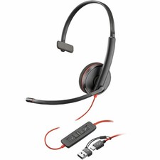 Poly Blackwire 3210 Monaural USB-C Headset +USBC/A Adapter 8X214AA picture