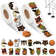 Halloween Vintage Sticker Rolls - 1000Pcs Self-Adhesive Stickers picture