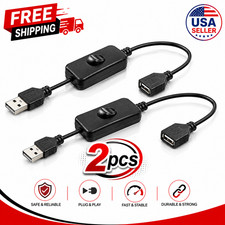 2 Pack USB Extension Cable with ON OFF Switch Male to Female Inline Power Cord  picture