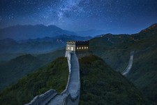 Landscape china great wall of architecture night starry Custom Gaming Mat Desk picture