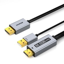 BENFEI DisplayPort 1.4 to HDMI 2.1 6 feet Cable 8K@60Hz Grey  picture