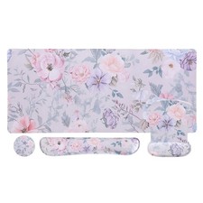 4in1 Ergonomic Memory Foam Desk Mouse Pad Wrist Rest Keyboard Color Flower picture