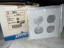 19 Leviton 88016 White 2-Gang Duplex Outlet PLASTIC Wallplates P82-W RECEPTACLE picture