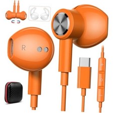 Jelanry Auriculares magnéticos USB-C con cable Auriculares estéreo HiFi Naranja picture