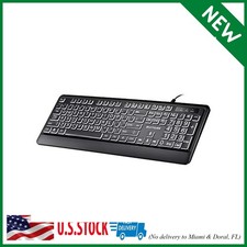 Large Letter Print Keyboard, 104 Keys Standard Full Size USB Wired White LED Bac picture