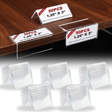 50 PCS Rigid Acrylic Shelf Label Holders 1.25x3 Inch Clear LShape Name Plate picture