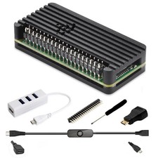 iUniker Pi Zero Aluminum Case Kit with Pin Header, OTG Hub, HDMI Black picture