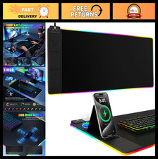 Large RGB Wireless Charging Mouse Pad with Phone Stand - Gaming Desk Mat picture