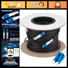 500ft Outdoor Armored Fiber Optic Cable LC to LC, Single Mode Duplex, LSZH, Blac picture
