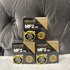 Lot of 3 Maxell Micro Floppy Disks MF2HD 2MB Box of 11 High Density New Sealed picture