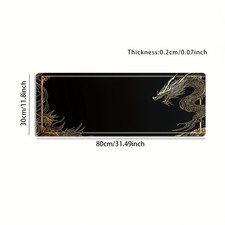 1pc Large Size Esports Gaming Mouse Pad, Black And Golden Frame Dragon Pattern picture