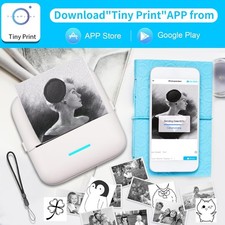 White - HuiJuKeJi Mini Sticker Printer Bluetooth Smart Pocket Inkless Thermal picture