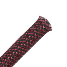25ft - 1/4 inch PET Expandable Braided Sleeving – BlackRed – Alex Tech Braid picture