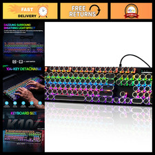 Retro Mechanical Gaming Keyboard, Wired Typewriter Style, RGB Backlit, 104 Keys, picture