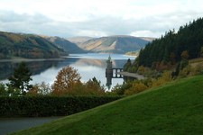 Landscape nature building old lake vyrnwy wales uk tower Custom Gaming Mat Desk picture