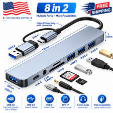 7/8 Port USB-C Hub Adapter - 5G Speed Multi Splitter for PC, Laptop & MacBook US picture