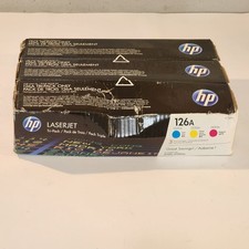 HP CE311A CE312A CE313A 3 Pack Cyan Yellow Magenta Toner Cartridge Genuine New picture