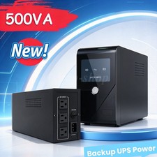 500VA 300W Backup UPS Power Supply with 3 Outlets, Ide for Home and Office Use picture