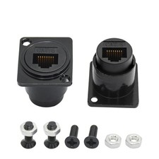 2Pcs RJ45 Panel Mount Connector, D-Type RJ45 Cat6 Female to Female Through So... picture