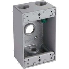 Bell Outdoor Single Gang Box Gray 5321-0 Metal Weatherproof 1 Gang 4 Inlet picture