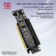 PHDK PH4235 PCIe 5.0 Quad M.2 NVMe RAID Card x8x4x4 Bifurcation VROC picture