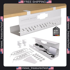 Under Desk Cable Management Tray No Drill White Extra Large Capacity picture