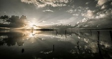 Landscape nature photography lake calm waters sunset Custom Gaming Mat Desk picture