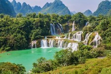 Landscape nature river forest sky detian falls mountains Custom Gaming Mat Desk picture