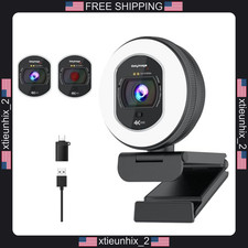 4K Webcam with Ring Light and Dual Microphones for PC Streaming picture
