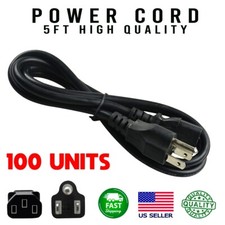 100 Pack High Quality Power Cord For General Electronics 5ft 125V 10 AMP Black picture