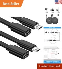 Flat 2 Pack Micro USB Extension Cords 20FT for Wyze Cameras - Neat & Flexible picture