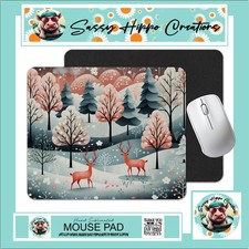 Mouse Pad Christmas Deer Forest Winter Holiday Anti Slip Back Easy Clean picture