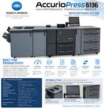 Konica Minolta AccurioPress 6136 Production Printer Press 136 PPM LCT Air Feed picture
