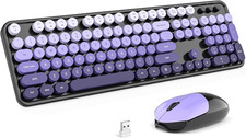 Wireless Keyboard and Mouse Combo, Full Size 2.4G Plug and Play Typewriter Retro picture