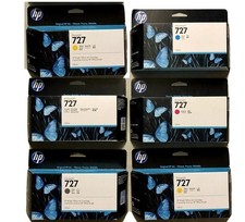 Set of 6 New Genuine OEM Factory Sealed HP 727 Inkjets 130ml (NO MK) 2021-22 picture