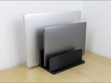 Dual Vertical Laptop Stand 2 Slot Desk Holder Organizer for MacBook Tablet Dock picture